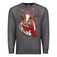 Charcoal Heather christmas scarf heifer Premium Sweatshirt - RanaPortraitStore