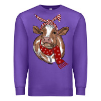 Purple christmas scarf heifer Premium Sweatshirt - RanaPortraitStore