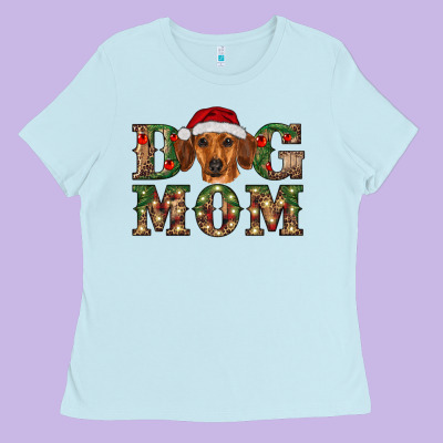 Christmas Dog Mom Dachshund Ladies Tee Designed By Ranaportraitstore