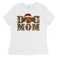 White christmas dog mom dachshund Ladies Tee - RanaPortraitStore