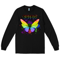 Black rainbow butterfly pride lgbtq Long Sleeve Tee - MaliasSmallBusiness