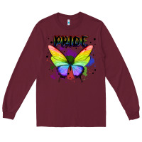 Burgundy rainbow butterfly pride lgbtq Long Sleeve Tee - MaliasSmallBusiness