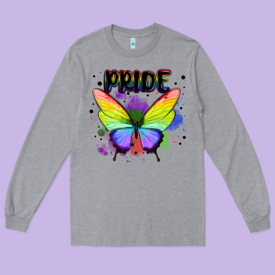 Rainbow Butterfly Pride Lgbtq Long Sleeve Tee Designed By Maliassmallbusiness