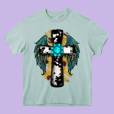 Cross Gemstone Wings Heavy Core Tee Designed By Ranaportraitstore