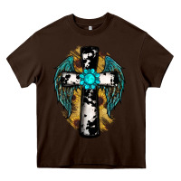 Chocolate Brown cross gemstone wings Heavy Core Tee - RanaPortraitStore