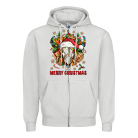 Dove Grey Merry Christmas With Bull skull Zipper Hoodie - BundleAndBundleShop
