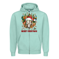 Seafoam Merry Christmas With Bull skull Zipper Hoodie - BundleAndBundleShop