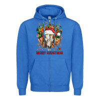 Merry Christmas With Bull Skull Zipper Hoodie | Teevron