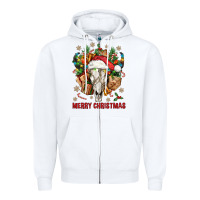 White Merry Christmas With Bull skull Zipper Hoodie - BundleAndBundleShop