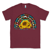 Burgundy western sunflowers aztec leopard serape  rainbows Classic Tee - AdoDesignShop