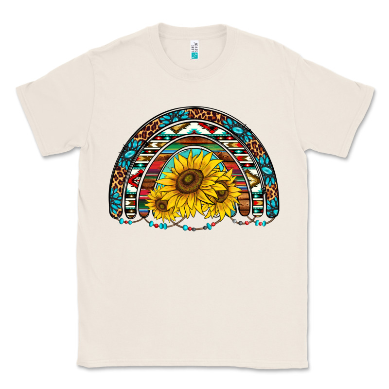 Western Sunflowers Aztec Leopard Serape  Rainbows Classic Tee by AdoDesignShop | Teevron
