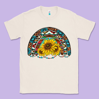 Western Sunflowers Aztec Leopard Serape  Rainbows Classic Tee Designed By Adodesignshop