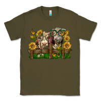 Army Green hereford bull and heifer with sunflowers Classic Tee - LillyAllenDesigns