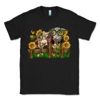 Black hereford bull and heifer with sunflowers Classic Tee - LillyAllenDesigns