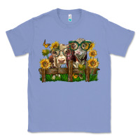 Colony Blue hereford bull and heifer with sunflowers Classic Tee - LillyAllenDesigns