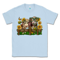 Dusty Blue hereford bull and heifer with sunflowers Classic Tee - LillyAllenDesigns