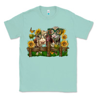 Seafoam hereford bull and heifer with sunflowers Classic Tee - LillyAllenDesigns