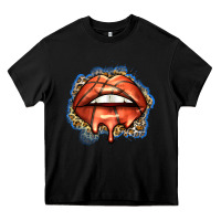 Black basketball lips Heavy Core Tee - Zillion Design Studio