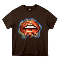 Chocolate Brown basketball lips Heavy Core Tee - Zillion Design Studio