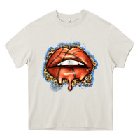 Cream basketball lips Heavy Core Tee - Zillion Design Studio