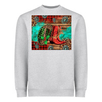 Heather Grey country boots and cowboy hat christmas Heavyweight Sweatshirt - Jasminsmagicworld