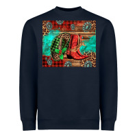 Navy country boots and cowboy hat christmas Heavyweight Sweatshirt - Jasminsmagicworld