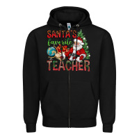 Black Santa's Favorite Teacher Zipper Hoodie - BundleAndBundleShop