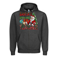 Charcoal Heather Santa's Favorite Teacher Zipper Hoodie - BundleAndBundleShop