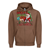 Chestnut Santa's Favorite Teacher Zipper Hoodie - BundleAndBundleShop