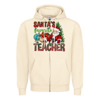 Sandshell Santa's Favorite Teacher Zipper Hoodie - BundleAndBundleShop