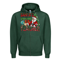Sports Green Santa's Favorite Teacher Zipper Hoodie - BundleAndBundleShop