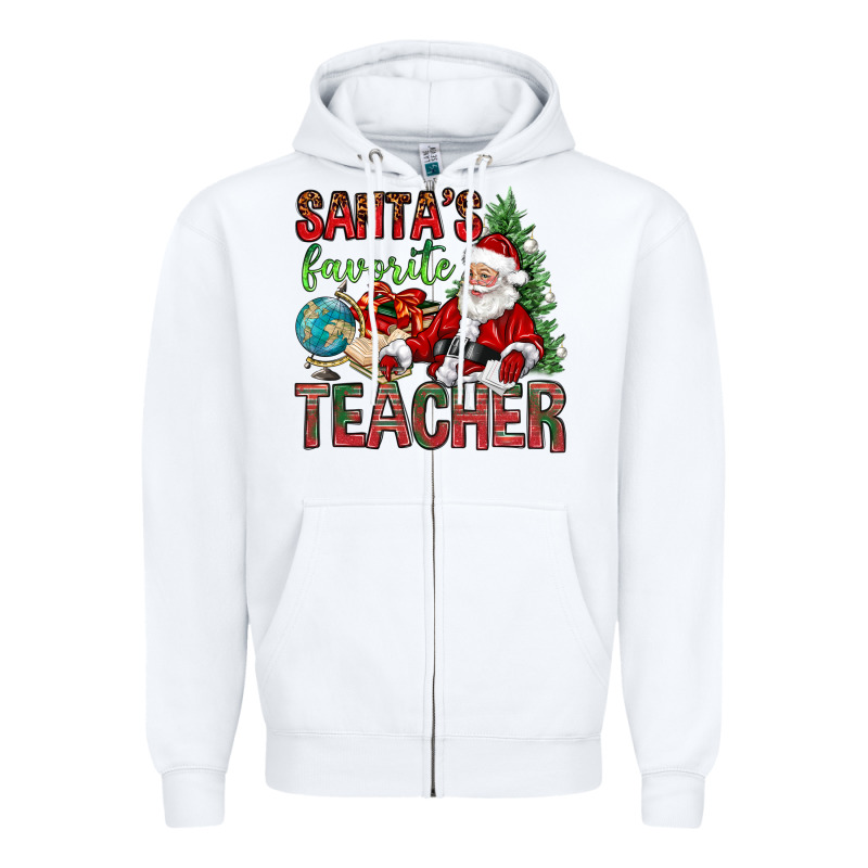 Santa's Favorite Teacher Zipper Hoodie by BundleAndBundleShop | Teevron