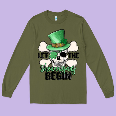 Let The Shenanigans Begin Long Sleeve Tee Designed By Maliassmallbusiness