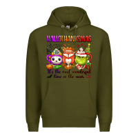 Army Green hallothanksmas its the most wonderful time of the Premium Hoodie - texasbilliewilder