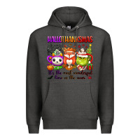 Charcoal Heather hallothanksmas its the most wonderful time of the Premium Hoodie - texasbilliewilder