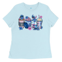 Baby Blue stitch coffee cups Ladies Tee - Zillion Design Studio