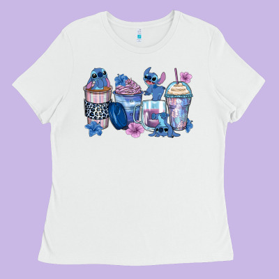 Stitch Coffee Cups Ladies Tee Designed By Zillion Design Studio