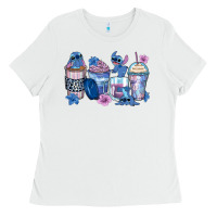 White stitch coffee cups Ladies Tee - Zillion Design Studio