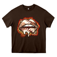 Chocolate Brown baseball lips Heavy Core Tee - Zillion Design Studio