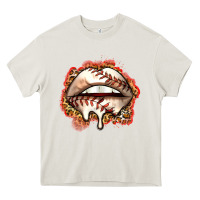 Cream baseball lips Heavy Core Tee - Zillion Design Studio
