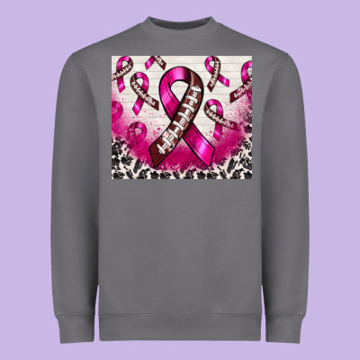 Breast Cancer American Football Ribbon Heavyweight Sweatshirt Designed By Nancycooperartshop
