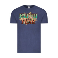 Vintage Denim faith over fear cross Vintage Tee - NancyCooperArtShop