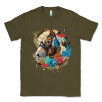 Army Green haflinger horse floral Classic Tee - LillyAllenDesigns