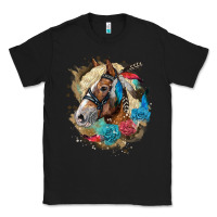 Black haflinger horse floral Classic Tee - LillyAllenDesigns