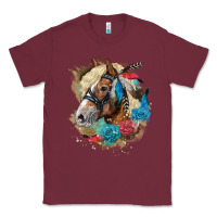 Burgundy haflinger horse floral Classic Tee - LillyAllenDesigns