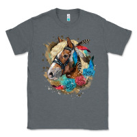 Charcoal Heather haflinger horse floral Classic Tee - LillyAllenDesigns