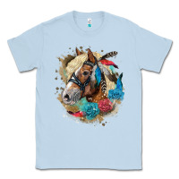 Dusty Blue haflinger horse floral Classic Tee - LillyAllenDesigns