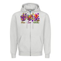 Dove Grey Peace Love Mardi Gras Zipper Hoodie - BundleAndBundleShop