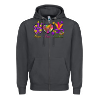 Smoke Peace Love Mardi Gras Zipper Hoodie - BundleAndBundleShop