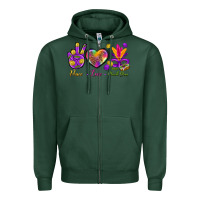 Sports Green Peace Love Mardi Gras Zipper Hoodie - BundleAndBundleShop